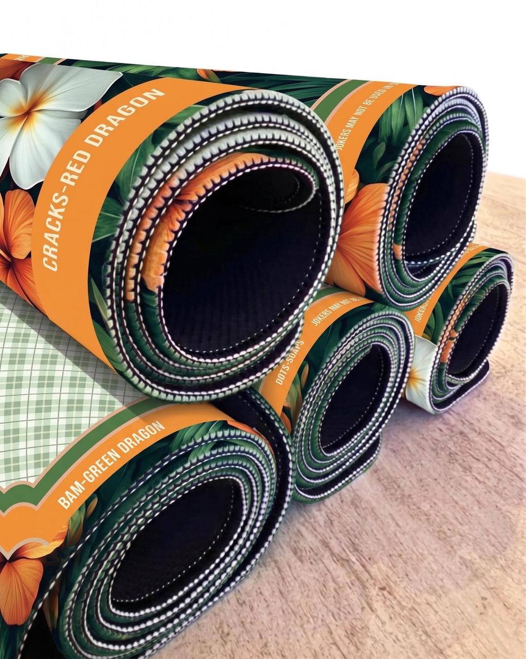 Tropical Botanical Border & Plaid Center Mahjong Playmat with Rule Guide