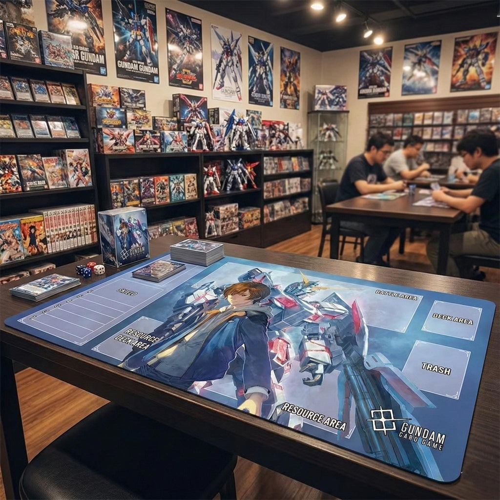 Unicorn Gundam Card Game Playmat with Zones, Banagher Links TCG Play Mat, Anime Desk Mat, Stitched Edge Gaming Mouse Pad 24"X14"