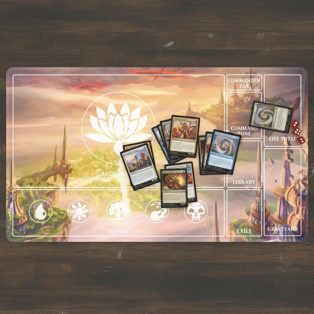 MTG Playmat with Zones, Magic the Gathering Commander Mat, Zoned TCG Desk Mat