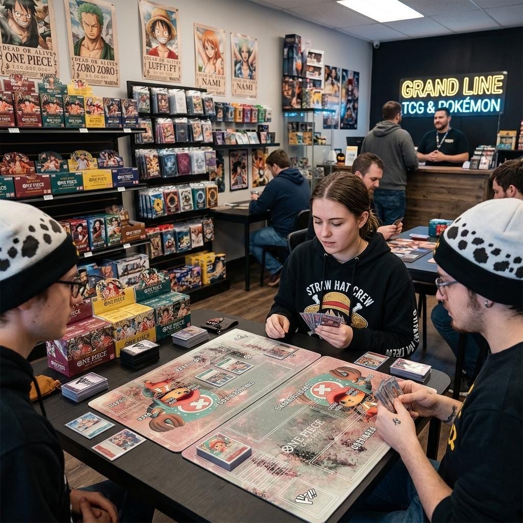 Tony Tony Chopper Playmat with Zones for One Piece TCG, Winter Cherry Blossom TCG Desk Mat, Custom Anime Trading Card Game Play Mat