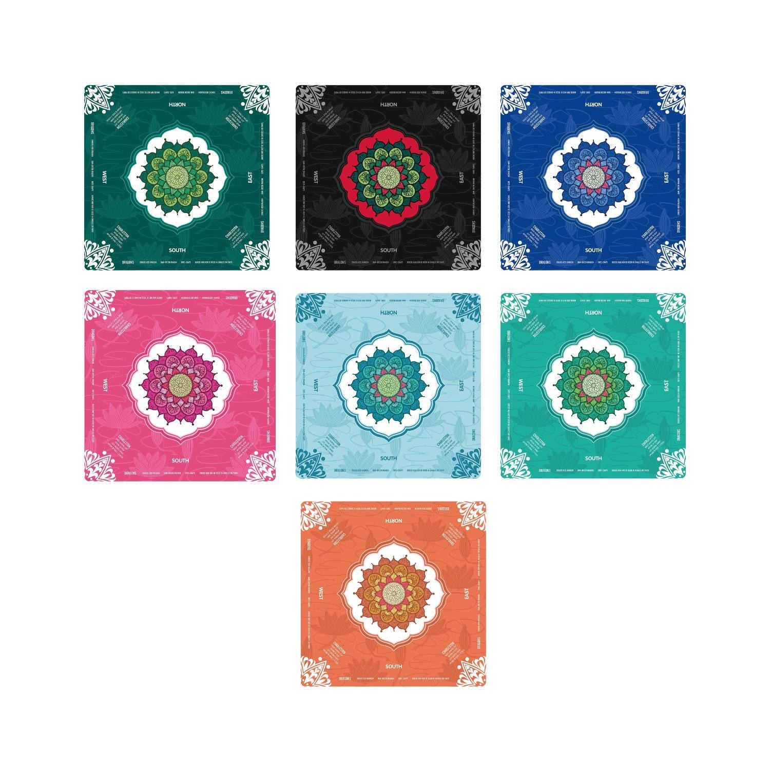 Lotus Flower Mahjong Mat with Instructions | NMJL Play Mat with Charleston Rules | Mahjong Accessories Playmat