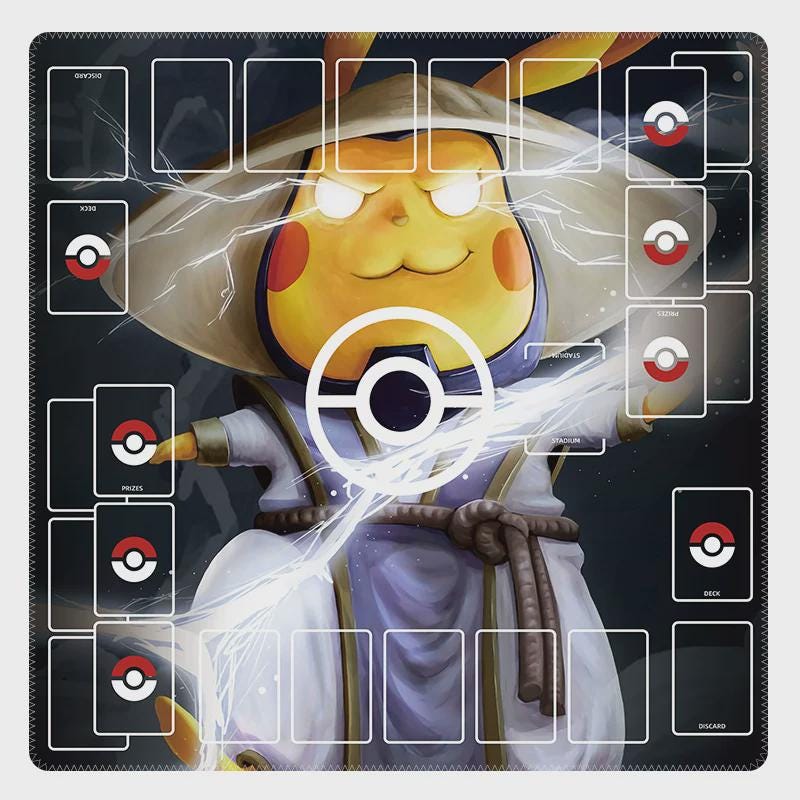 Duo Pokemon Playmat | 2 Player TCG Battle Mat | Double Field Resource & Battle Zones | Two-Player Layout | 24 x 24 inches