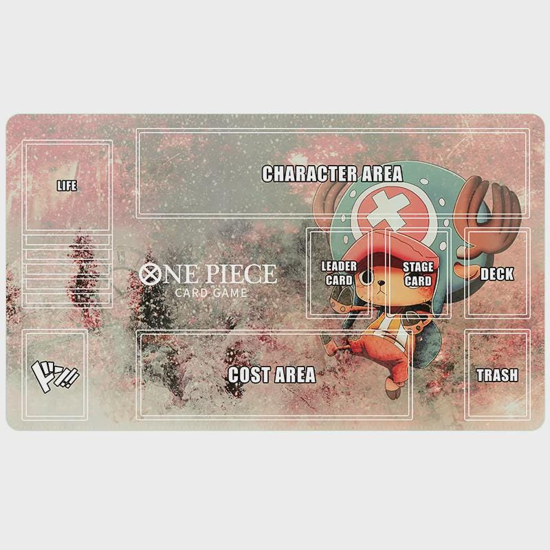 Tony Tony Chopper Playmat with Zones for One Piece TCG, Winter Cherry Blossom TCG Desk Mat, Custom Anime Trading Card Game Play Mat