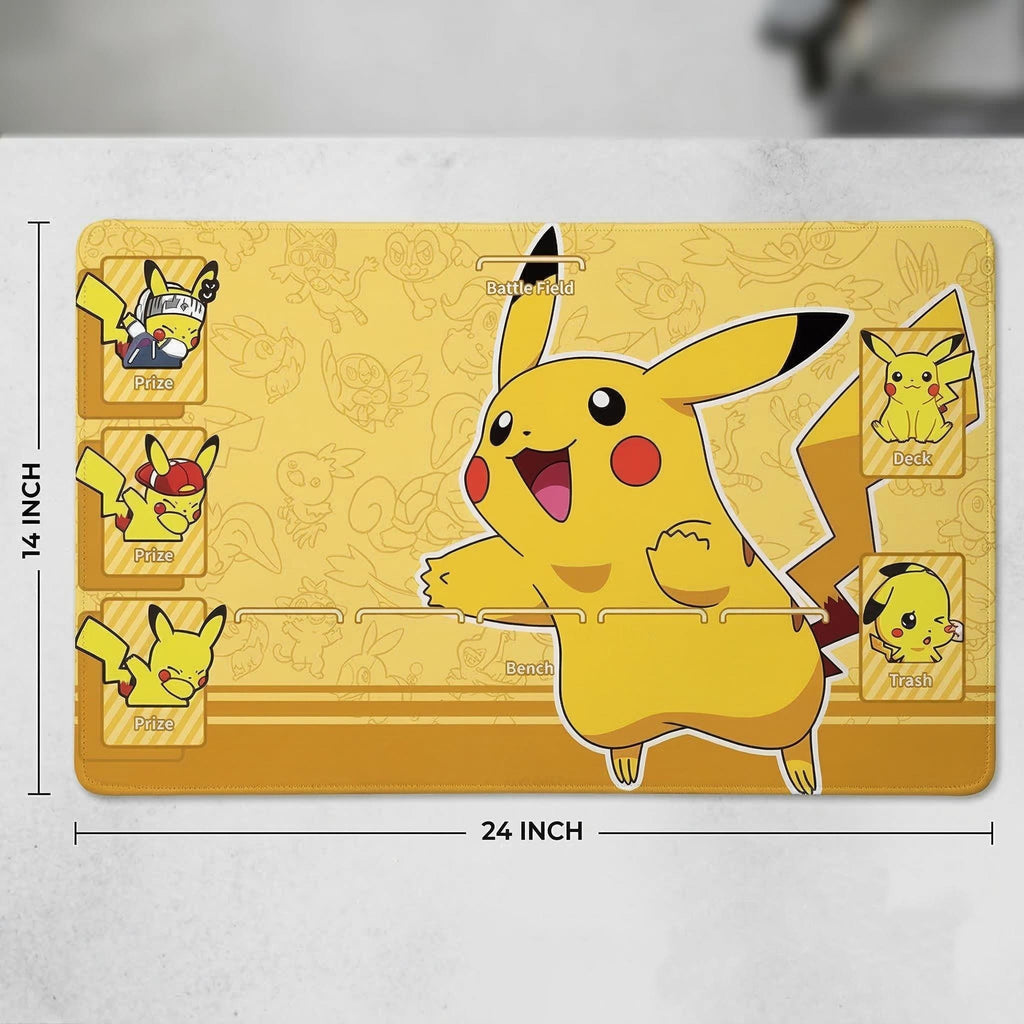 Pokemon Playmat | Pikachu Snorlax Mew Gengar Pokemon TCG Mat | 24" x 14" inch