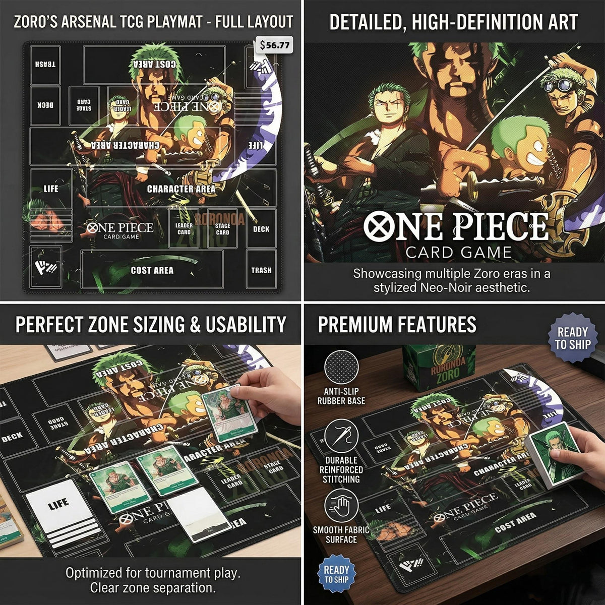 Roronoa Zoro Two-Player One Piece Playmat
