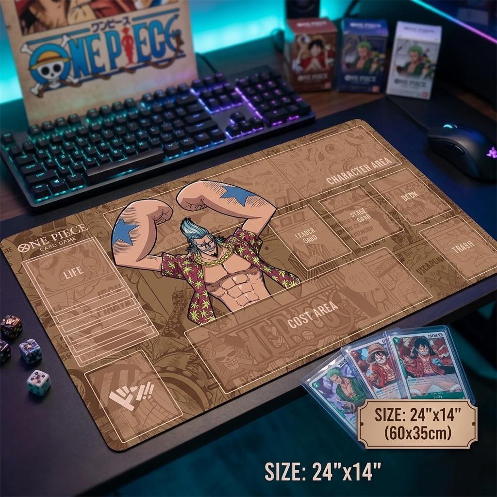 One Piece TCG Playmat Franky | Anime Card Game Mat with Card Zones | Custom TCG Desk Mat, Straw Hat Pirates Gaming Mousepad, Gift for Gamers