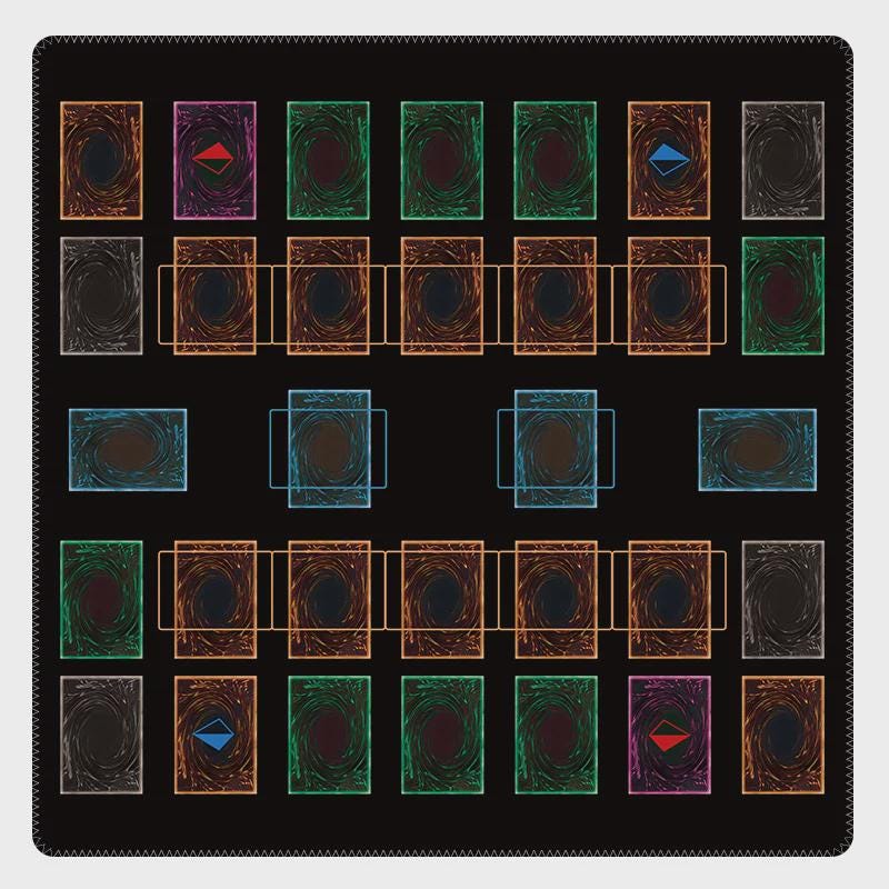 Two Player Yu-Gi-Oh! Playmat | 2 Player YGO Battle Mat | Double Duel Layout | 24 x 24"