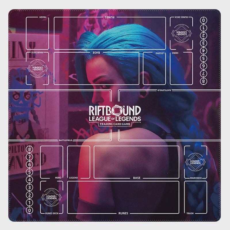 Jinx Riftbound Playmat Two Players - League of Legends Trading Card Game - Duo Zones Battlefield 24" x 24" inches (60x60 cm)