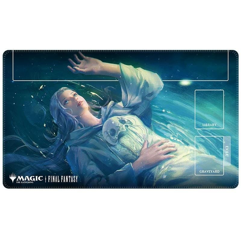 Final Fantasy VII Aerith MTG Playmat with Zones | Stitched Edge TCG Card Game Mat | Magic the Gathering Accessory