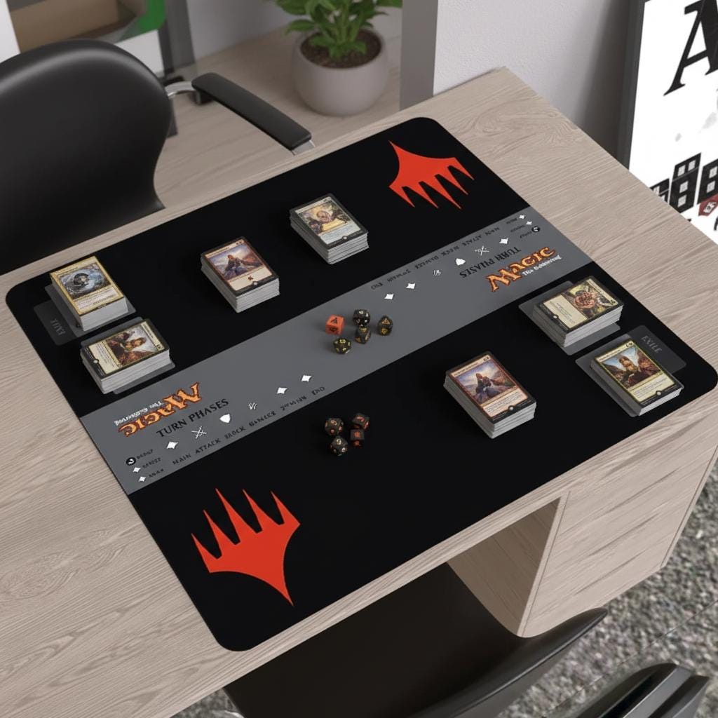 Magic The Gathering 2 Player Playmat - MTG Battle Mat with Zones & Turn Tracker - Professional TCG Tabletop Gaming Mat 24 x 24"
