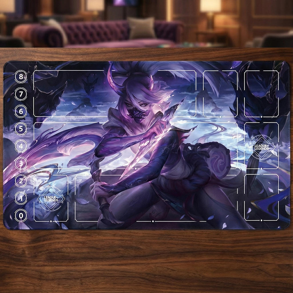 Akali Inspired TCG Riftbound Playmat 24x14, League Card Game Mat with Zones