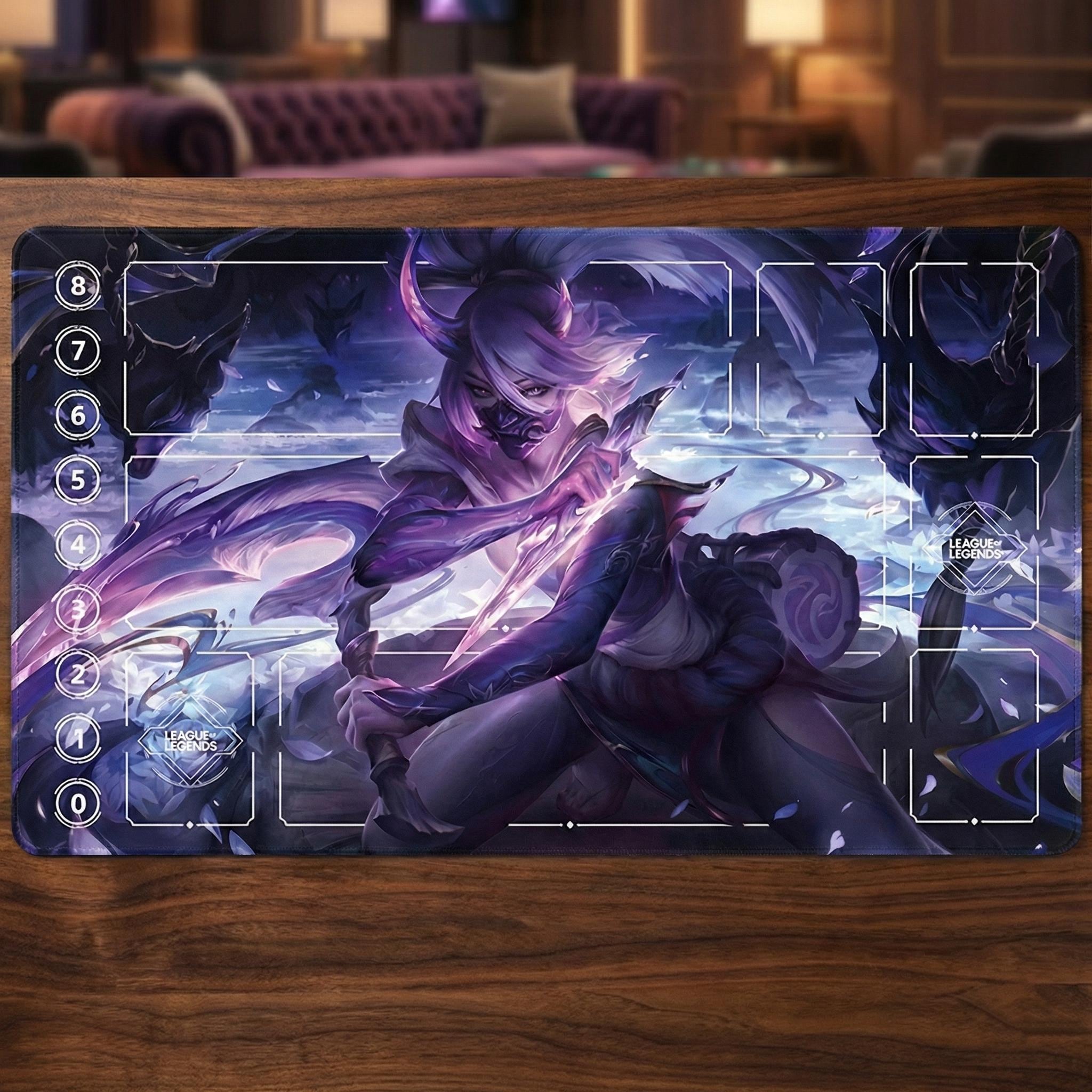 Akali Inspired TCG Riftbound Playmat 24x14, League Card Game Mat with Zones