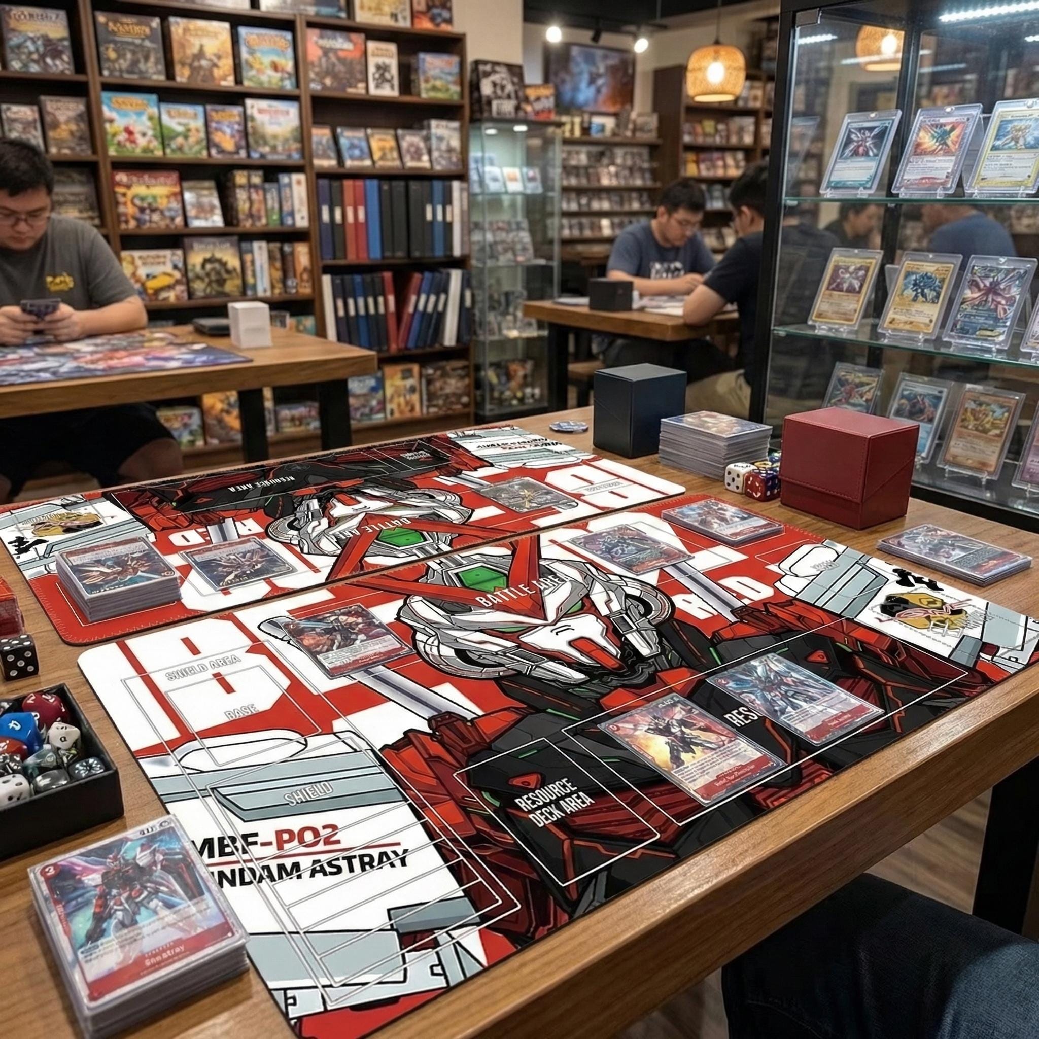 Gundam Astray TCG Playmat with Zones, Custom Anime Desk Mat, Stitched Edge Card Game Mat, Mecha Large Mousepad, 24x14 Gaming Mat