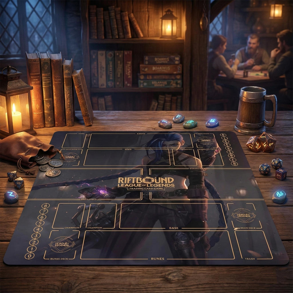 Jinx Riftbound Playmat Two Players - League of Legends Trading Card Game - Duo Zones Battlefield 24" x 24" inches (60x60 cm)