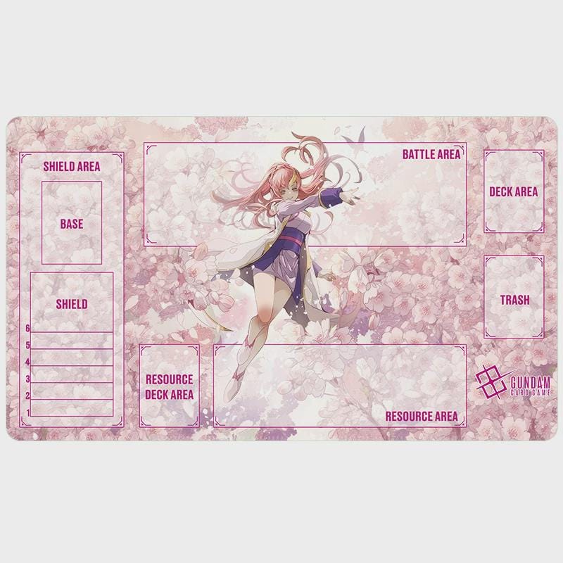 Lacus Clyne Gundam Card Game Playmat with Zones | Gundam Seed TCG Mat 24x14 | GCG Desk Mat & Mousepad | Mecha Anime Gift for TCG Players