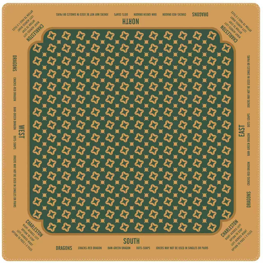 Mahjong Mat with Instructions, Classic Board Game Table Mat with Charleston Rules, Non-Slip Noise Reduction Playing Surface