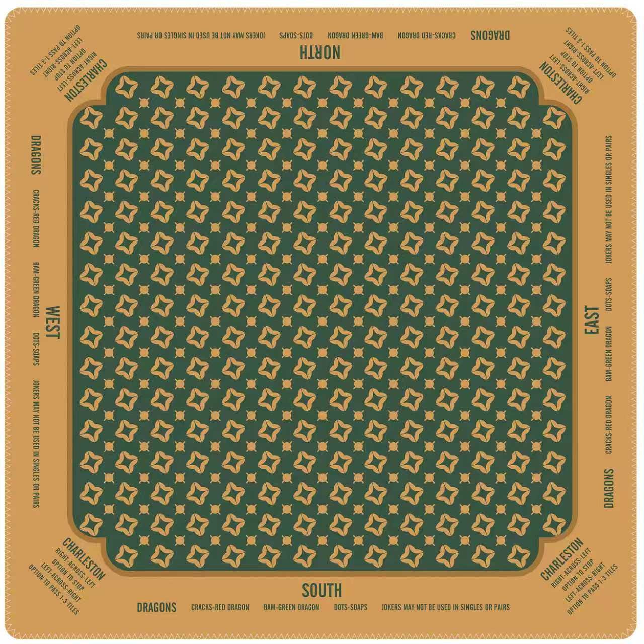 Mahjong Mat with Instructions, Classic Board Game Table Mat with Charleston Rules, Non-Slip Noise Reduction Playing Surface