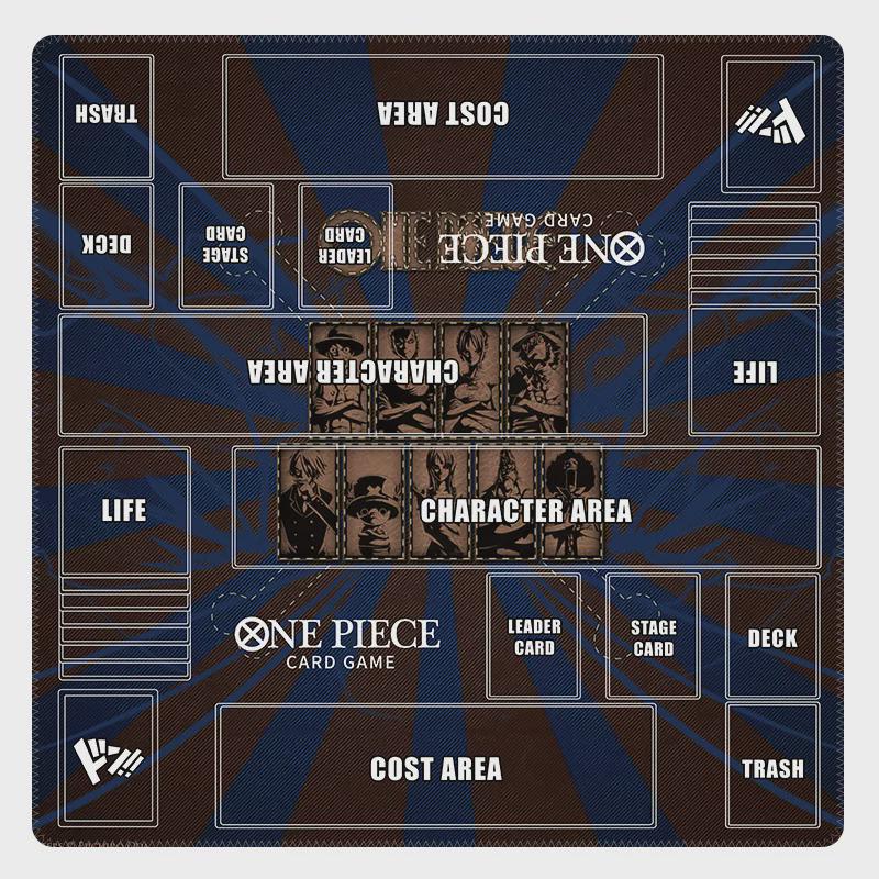 One Piece Card Game Playmat 2-Player - Straw Hat Crew Custom TCG Desk Mat - Double Duel Layout Mat 24 x 24" - Custom Anime TCG Play Mat