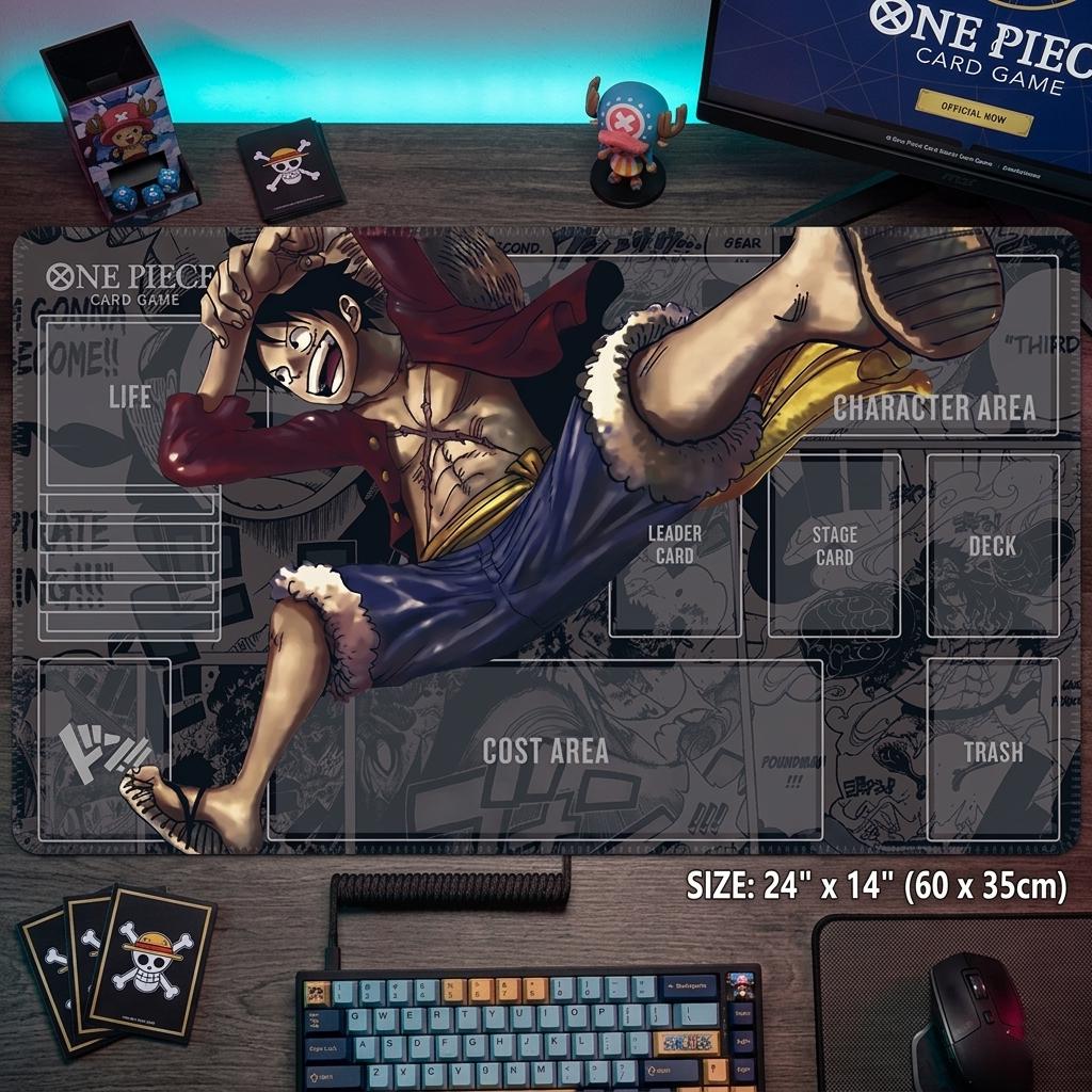 One Piece Card Game Playmat with Zones, Monkey D Luffy TCG Mat, Anime Desk Mat, Custom Gear 5 Straw Hat Pirate Board Game Mat, TCG Gift