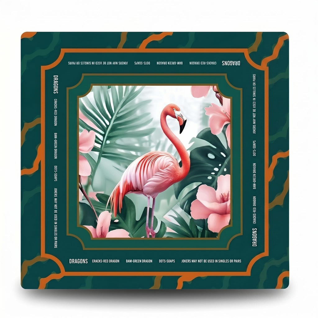 Tropical Botanical Flamingo Border Mahjong Mat