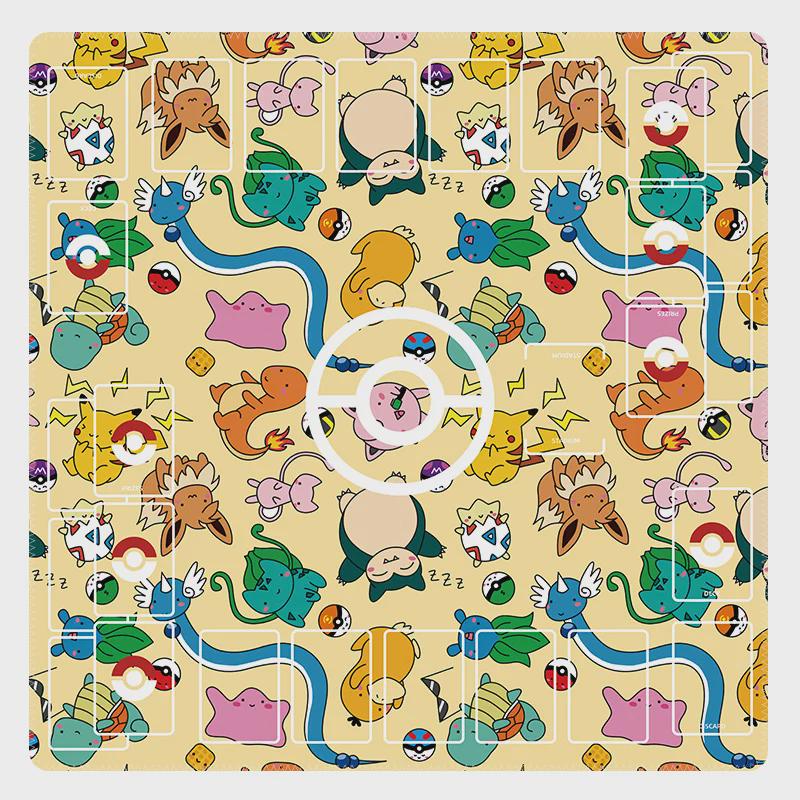 Duo Pokemon Playmat | 2 Player TCG Battle Mat | Double Field Resource & Battle Zones | Two-Player Layout | 24 x 24 inches