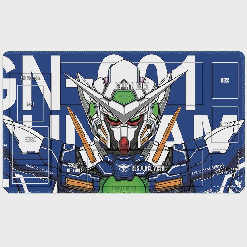 Gundam Playmat TCG Desk Mat, GN-001 Exia Anime Deskmat, Mecha Card Game Pad for MTG Yugioh Pokemon, Large Gaming Mousepad, Gamer Gift