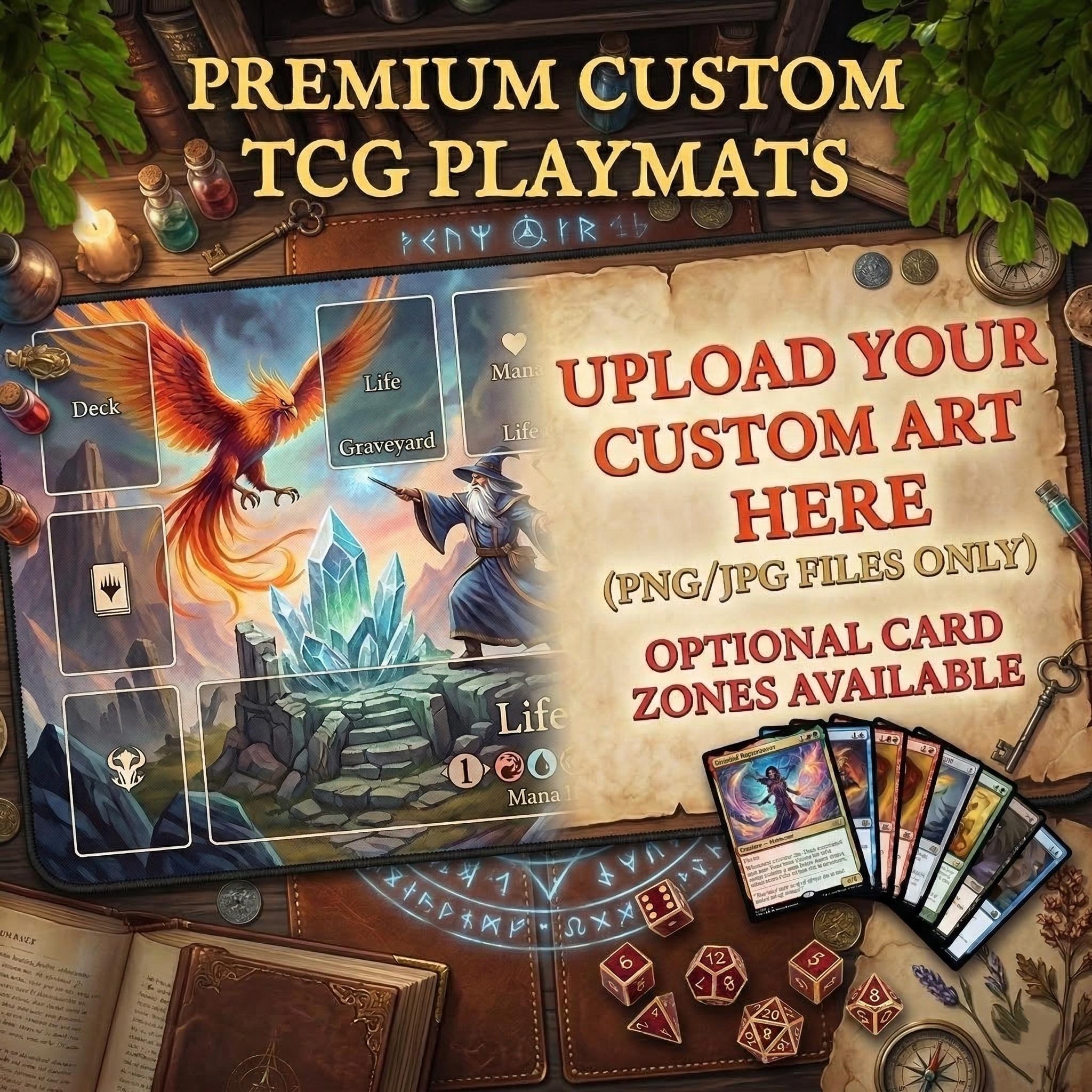 Custom TCG Playmat 24"X14" | Personalized Play Mat | Custom Board Game Mat With Zones | Trading Card Games | Print Your Own Playmat