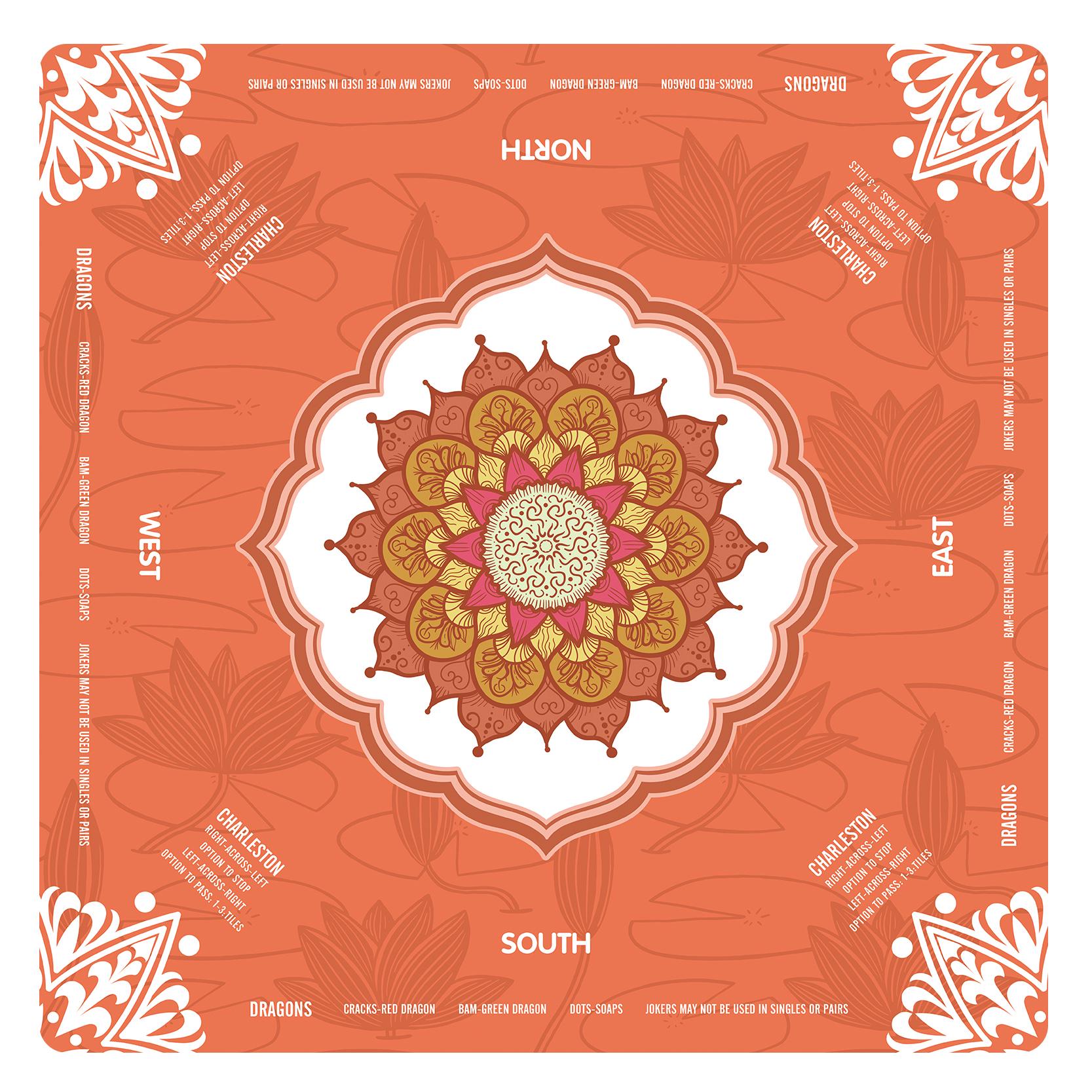 Mandala Mahjong Mat with Instructions, NMJL Play Mat with Charleston Rules, Mahjong Accessories