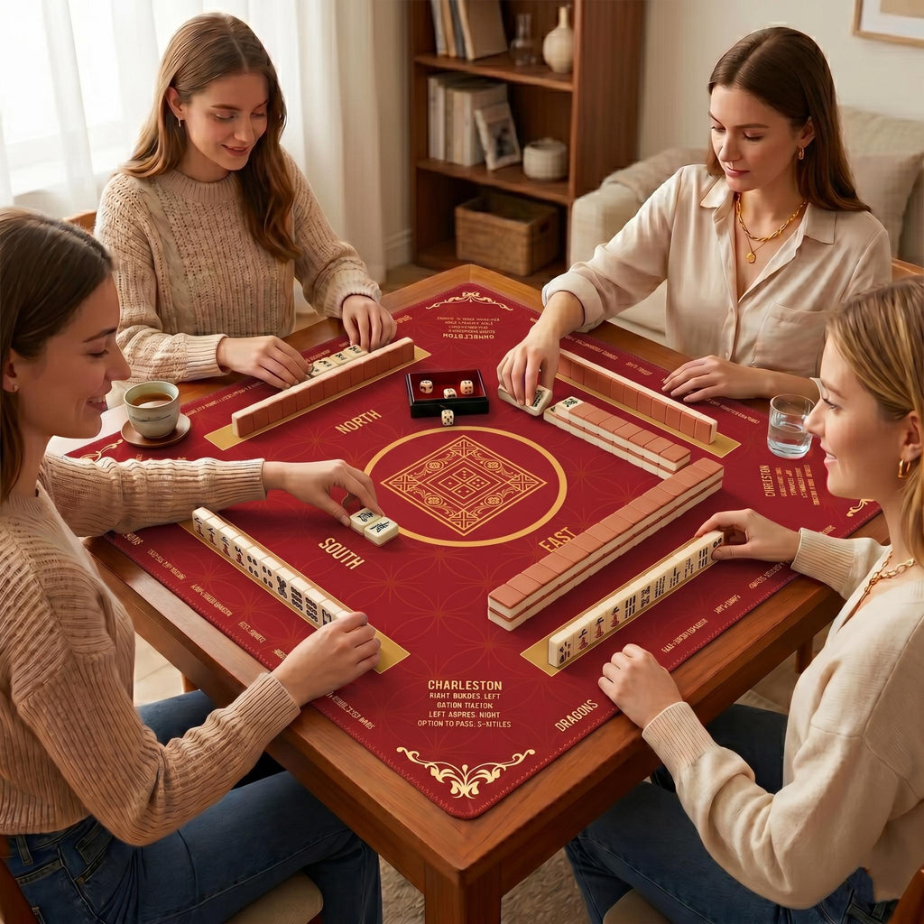 Elegant Red & Gold Mahjong Mat