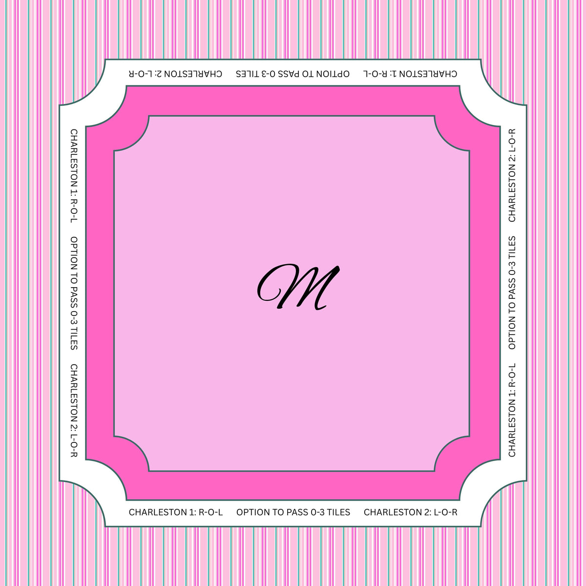 Custom Initial Pink Stripe Mahjong Mat