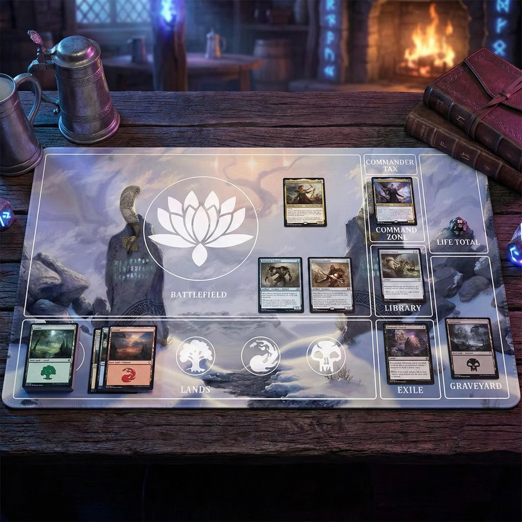 Magic The Gathering Playmat | MTG Commander EDH Playmat | Custom TCG Gaming Mat with Stitched Edges | Card Game Desk Mat | 24x14 Playmat