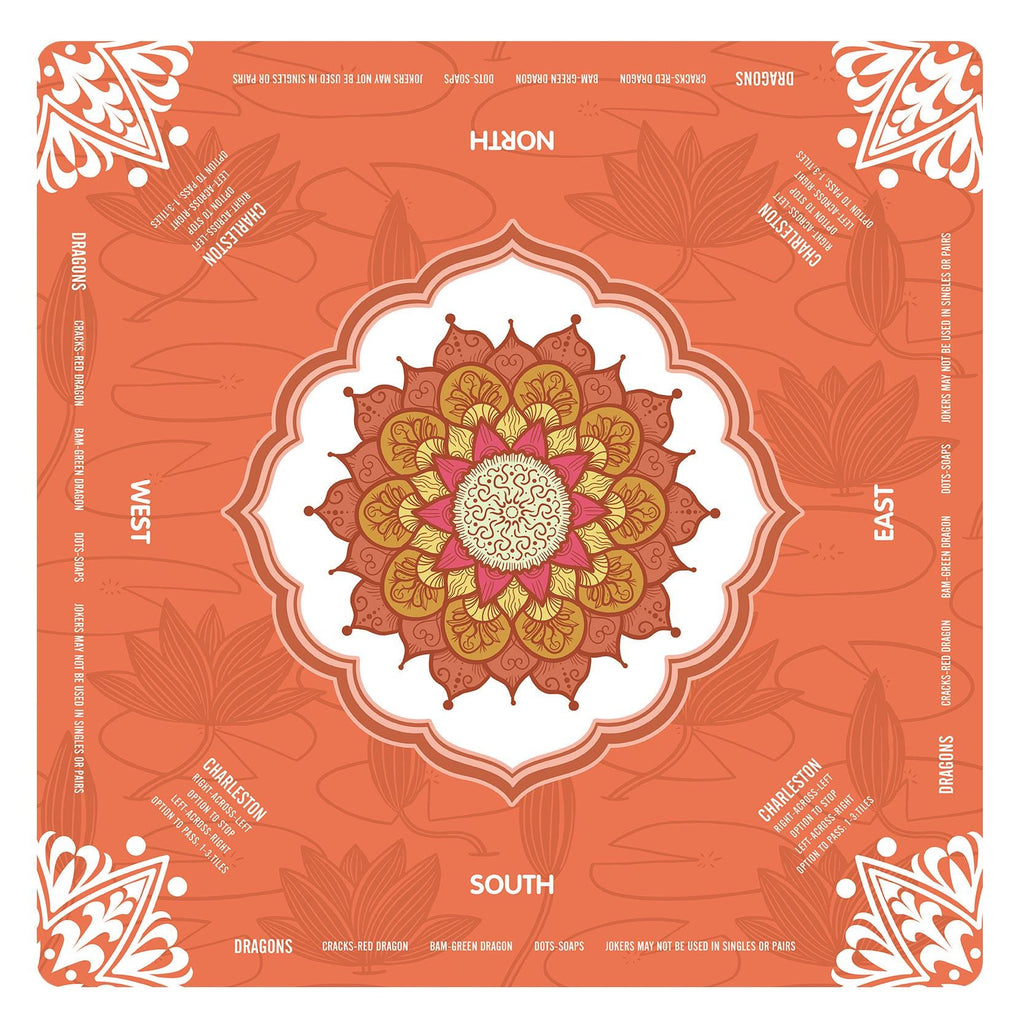 Lotus Flower Mahjong Mat with Instructions | NMJL Play Mat with Charleston Rules | Mahjong Accessories Playmat