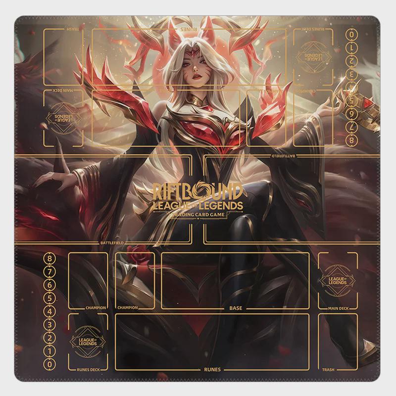 Ahri Duo Zones Riftbound Playmat - League of Legends Inspired Trading Card Game - 24" x 24" inches (60 x 60 cm) Two Player Battlefield Mat