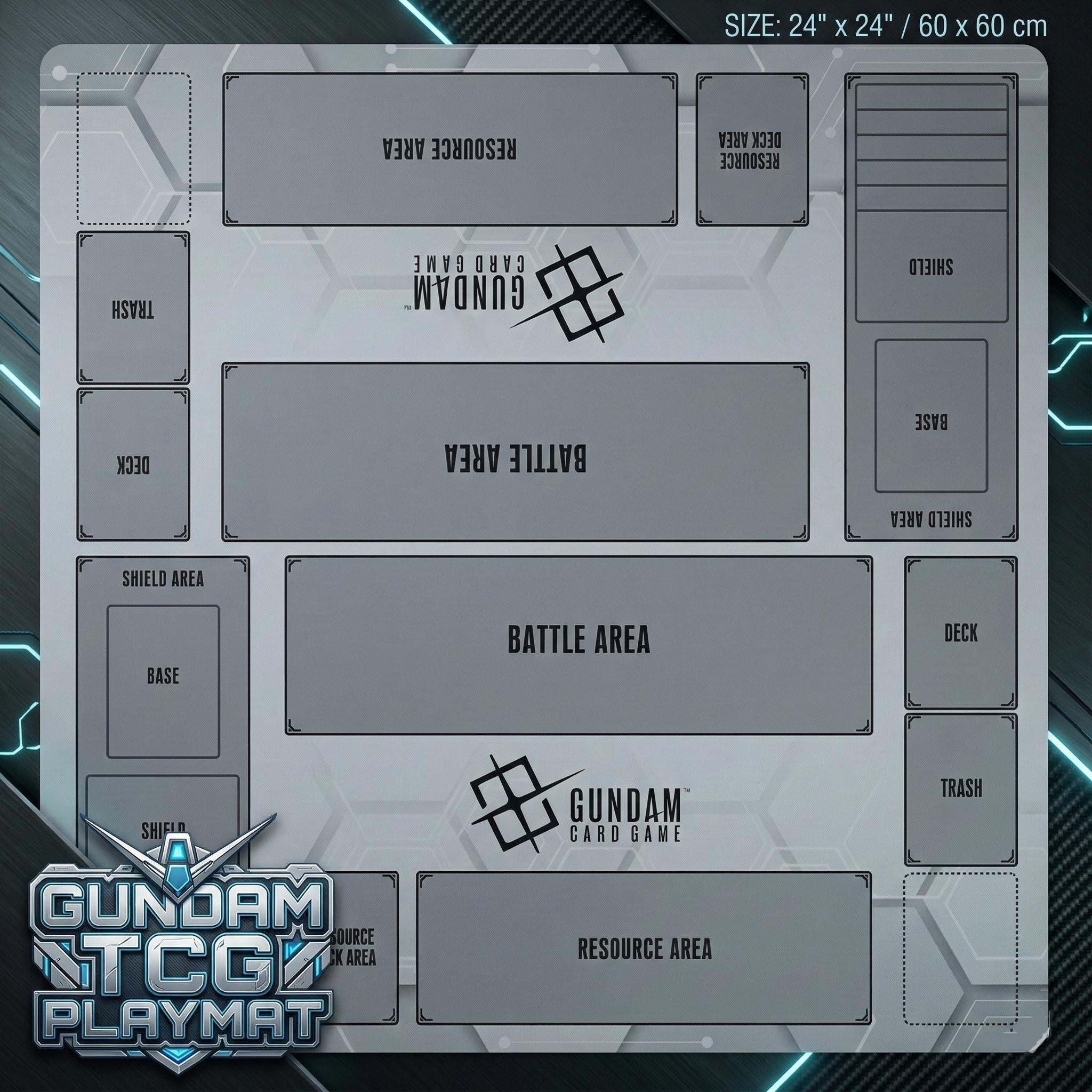 Gundam Card Game Playmat | 2 Player Duo Battle Mat with Zones, 60x60cm
