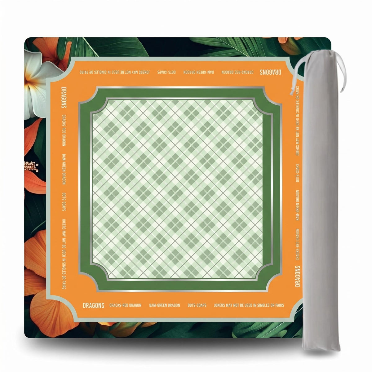 Tropical Botanical Plaid Mahjong Mat