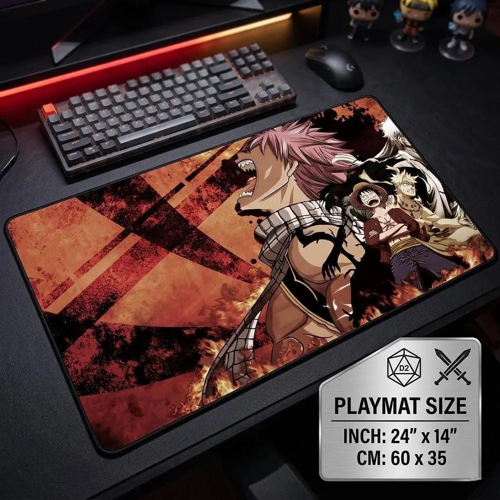 Natsu, Luffy, Naruto, Gintoki Multiverse One Piece Playmat