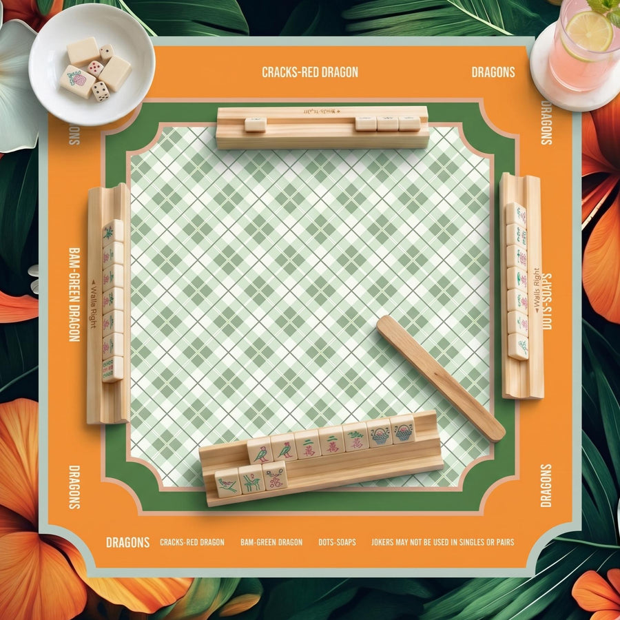 Tropical Botanical Plaid Mahjong Mat