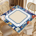 Blue Floral Botanical Mahjong Table Cover | Neoclassical Star Pattern | Mah Jong Game Table Accessory 80x80cm 31.5 x 31.5 in