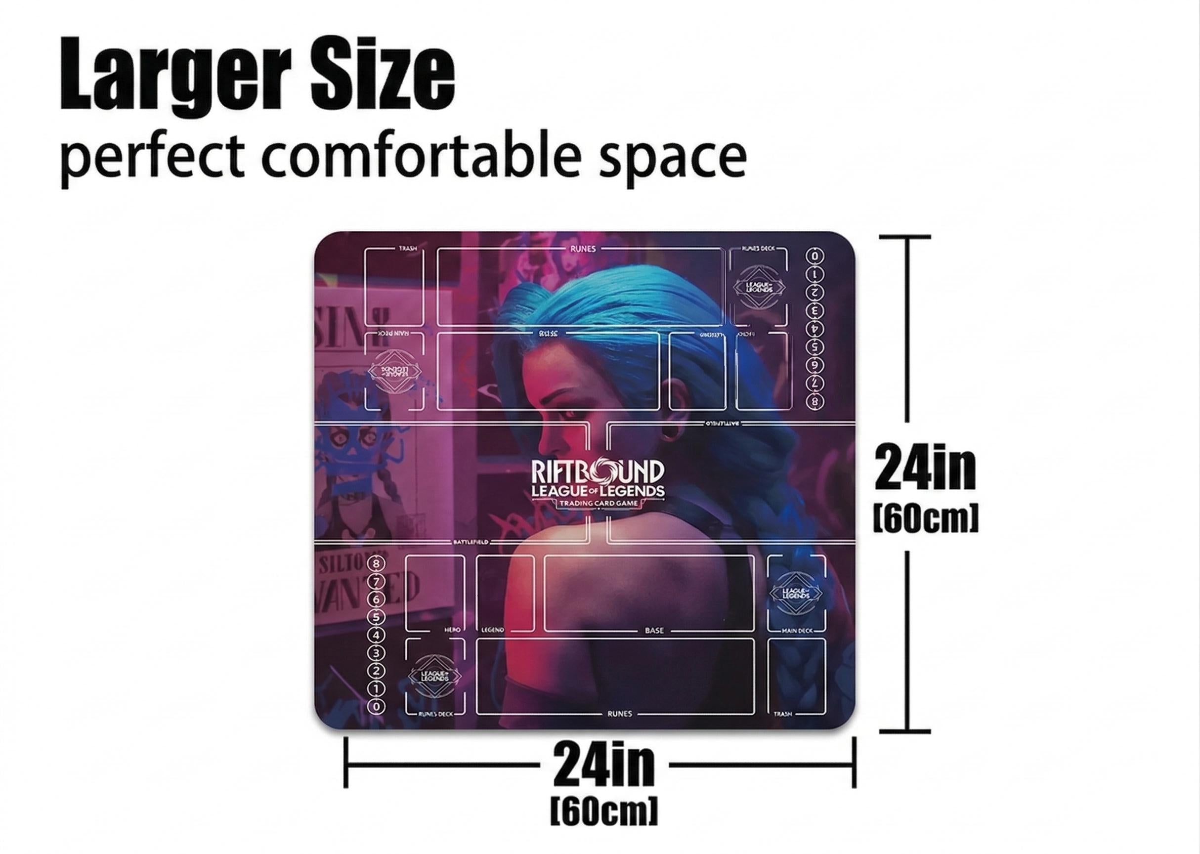 Jinx Riftbound Playmat Two Players - League of Legends Trading Card Game - Duo Zones Battlefield 24" x 24" inches (60x60 cm)