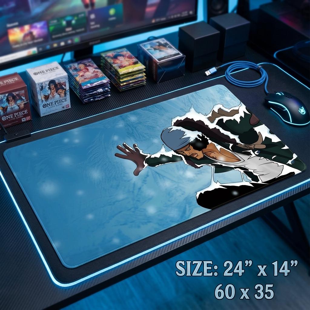 One Piece Card Game Playmat Kuzan Aokiji, Ice Admiral TCG Mat with Zones, Custom Anime Card Mat, One Piece TCG Playmat, Desk Mat Gift