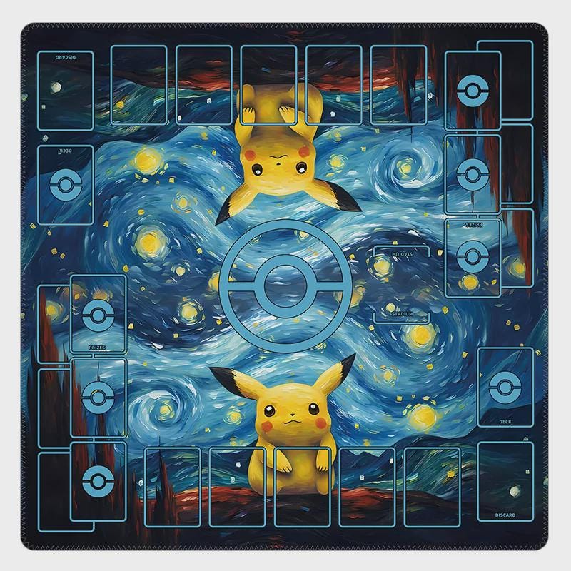 Pikachu Oil Painting Style Pokemon Playmat