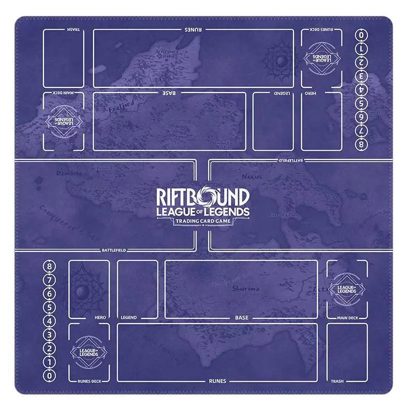 Riftbound Playmat 2 Player League of Legends TCG Mat 24x24 Two Player Card Game Mat Duo Zones Battlefield Tabletop Gaming Desk Mat Gift
