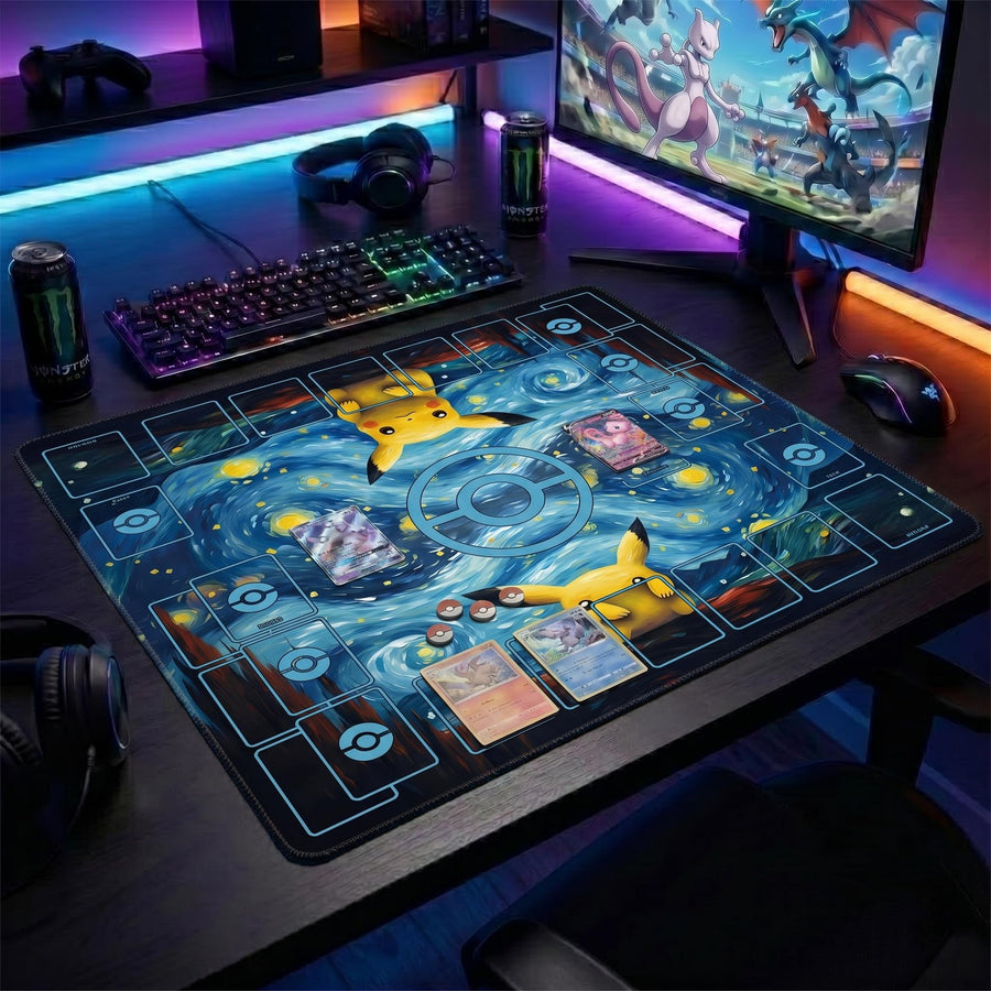 Pikachu Oil Painting Two-Player Pokemon Playmat