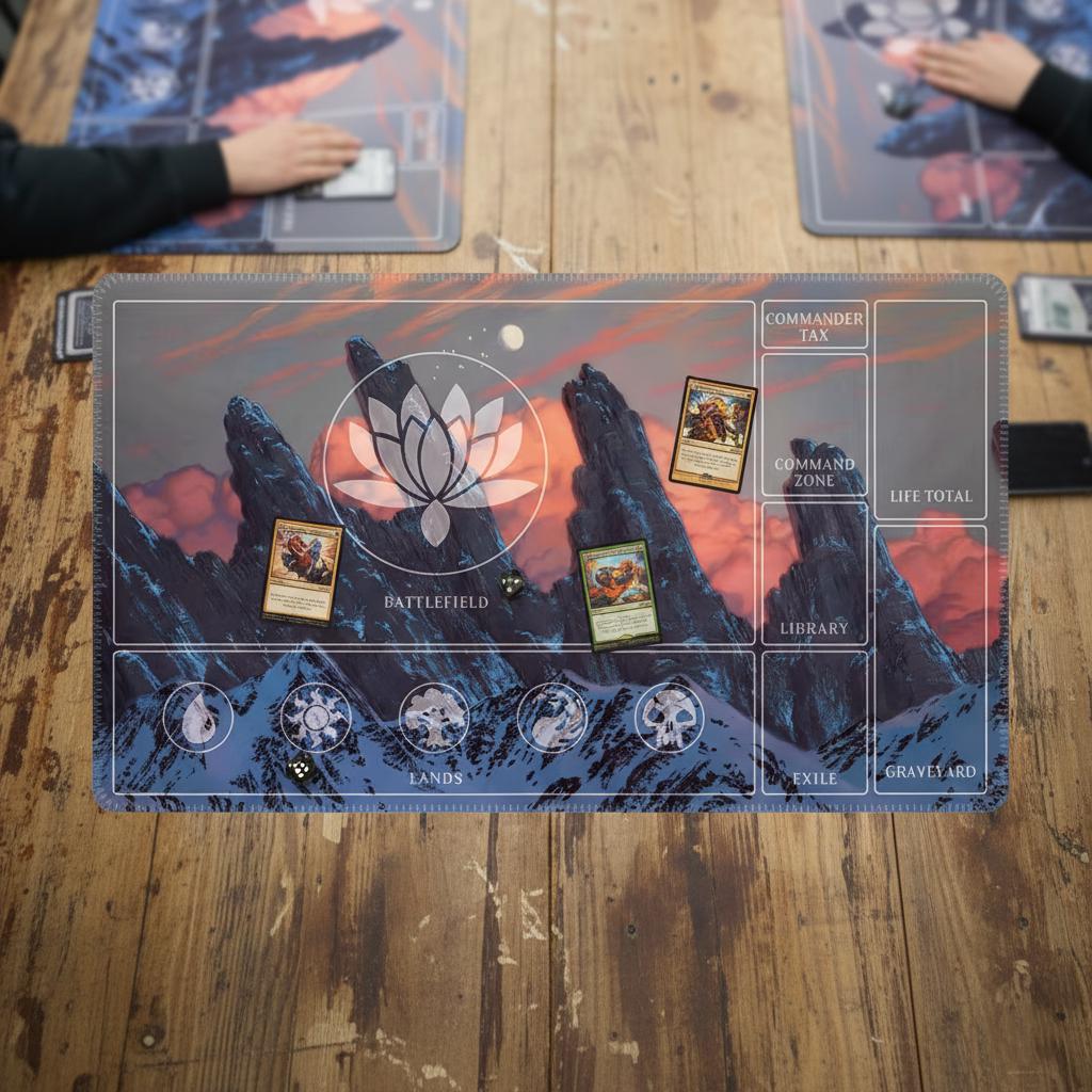 Snowy Mountain Sunset Art MTG Playmat