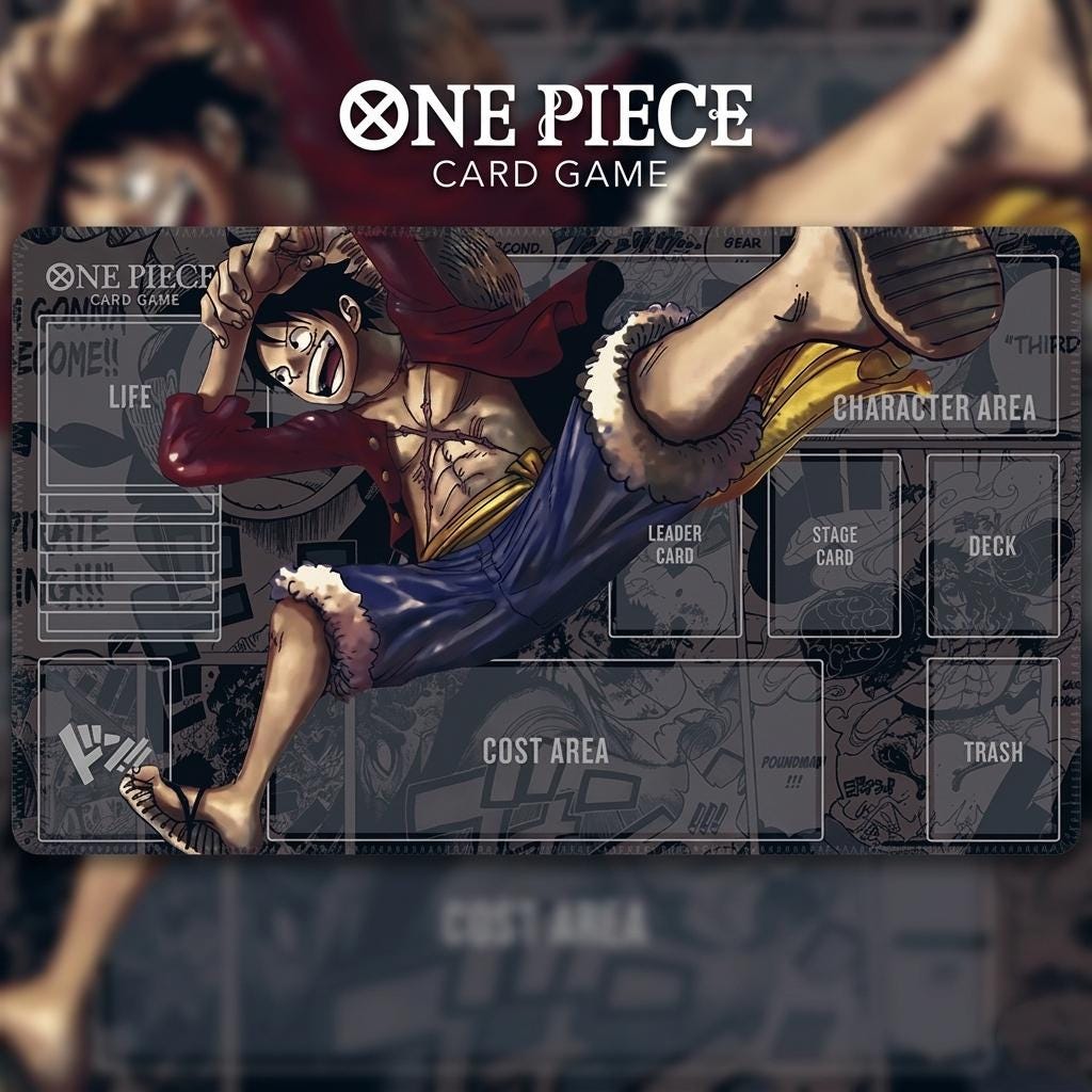 One Piece Card Game Playmat with Zones, Monkey D Luffy TCG Mat, Anime Desk Mat, Custom Gear 5 Straw Hat Pirate Board Game Mat, TCG Gift