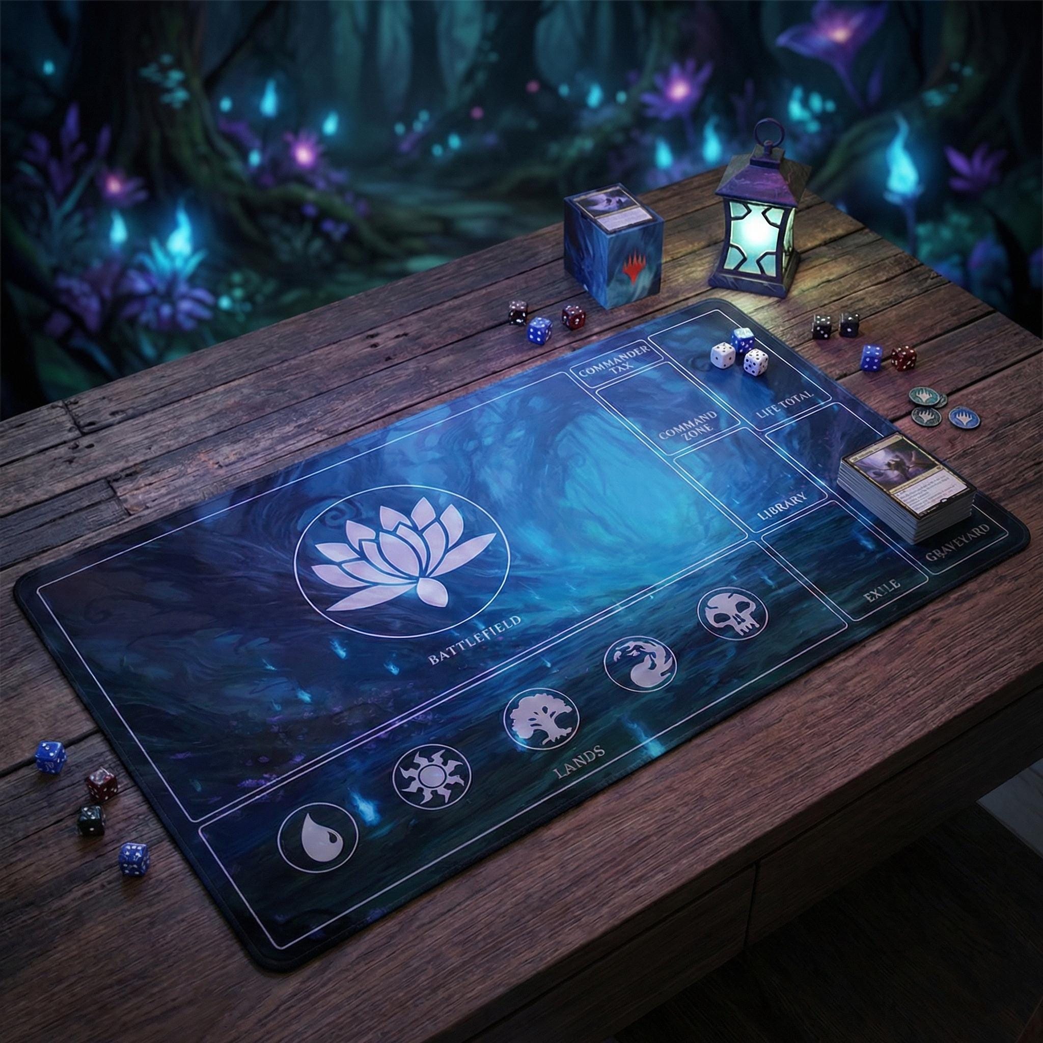 MTG Playmat | Commander EDH Desk Mat, Stitched Edges 24x14