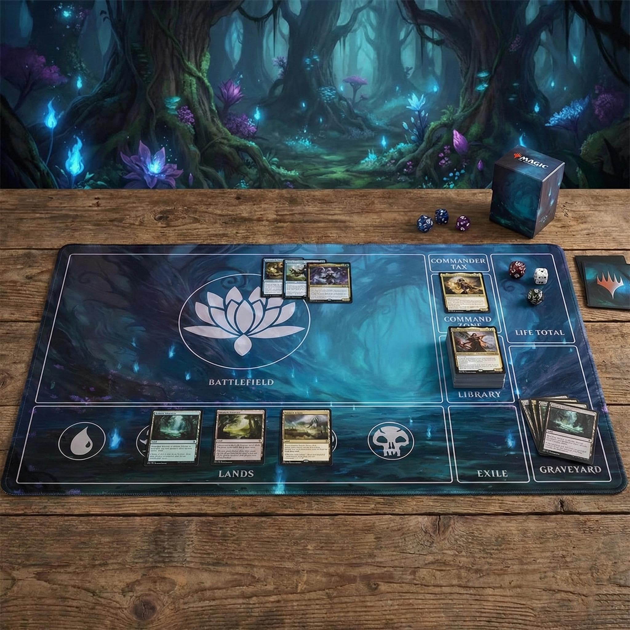 MTG Playmat | Commander EDH Desk Mat, Stitched Edges 24x14