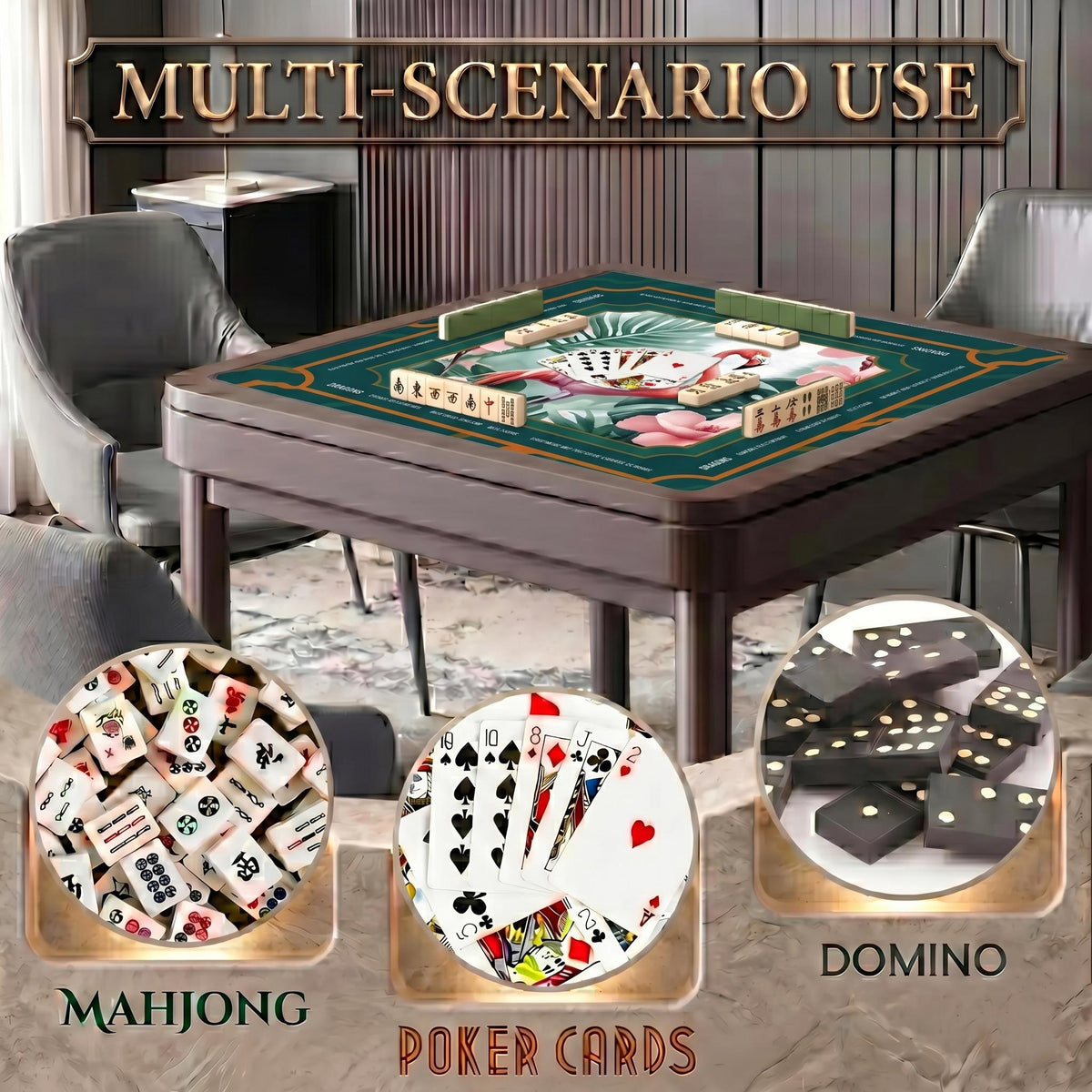 Tropical Botanical Flamingo Mahjong Mat