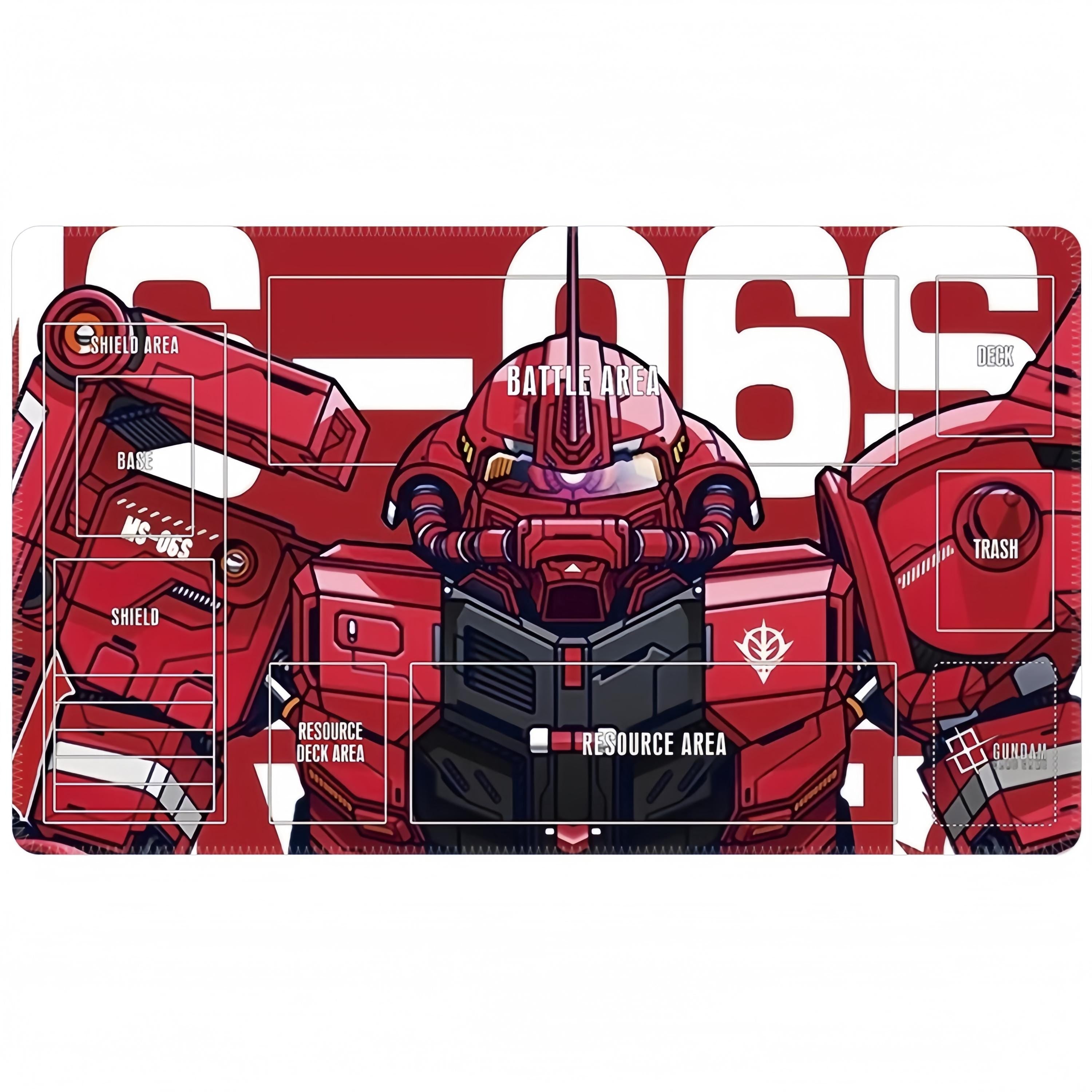 Char's Zaku II Gundam Desk Mat, Anime TCG Playmat with Zones, Mecha Card Game Pad, Large Keyboard Mouse Pad, Trading Card Mat, Gamer Gift