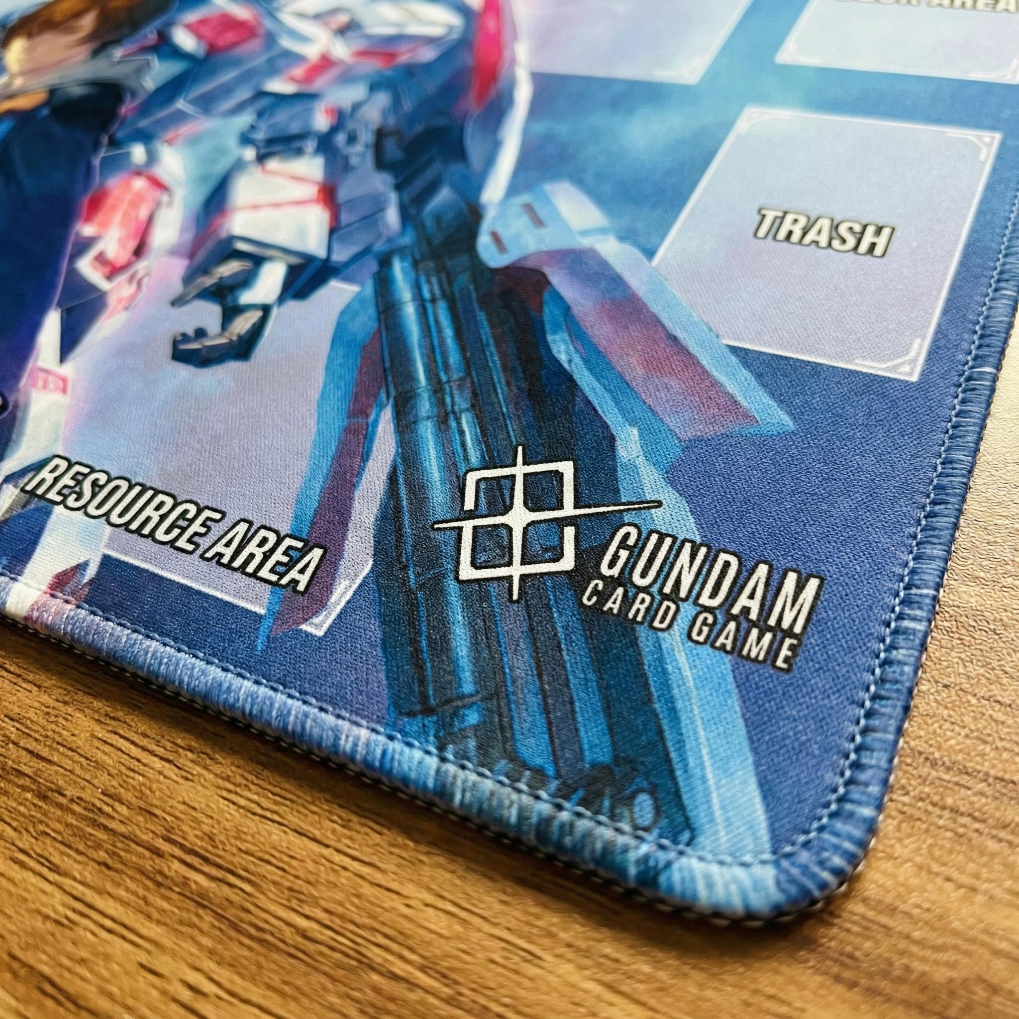 Unicorn Gundam Card Game Playmat with Zones, Banagher Links TCG Play Mat, Anime Desk Mat, Stitched Edge Gaming Mouse Pad 24"X14"
